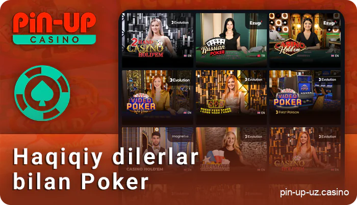 Jonli poker o'yinlari qimorbozlar uchun PIN Up